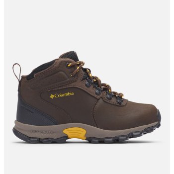 Columbia Planinarske Cipele Za Djevojčice - Newton Ridge Waterproof Tamno Smeđe Zlatne Žute | UIKJ-0